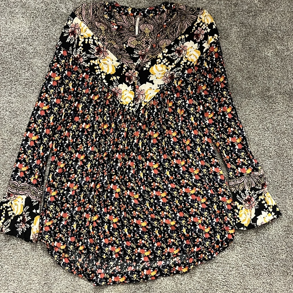 Free People Wildflower Fields Bell Sleeve Button Tunic